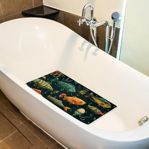 Bathtub Mat Non Slip 26.8x15.1In, Fishing Baits Bath Mat - Image 5