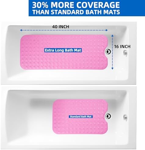 ZHICHENG Bath Tub and Shower Mats, Non-Slip 39 x 16 Inch Extra Long Bath Mat - Image 6