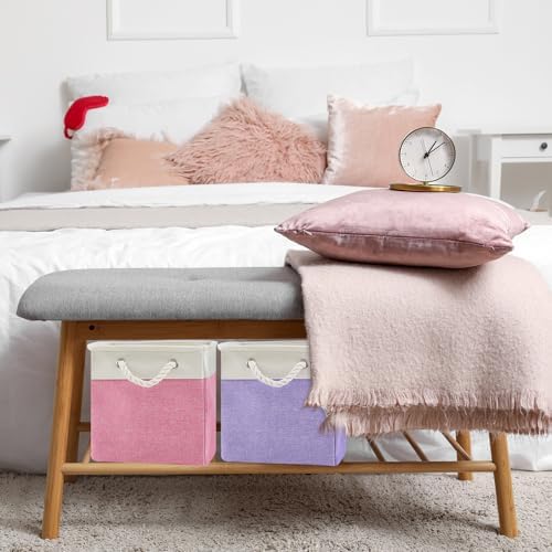 6 Pack 11x11 Inch Cube Storage Bins Fabric Square Cube Baskets - Image 4