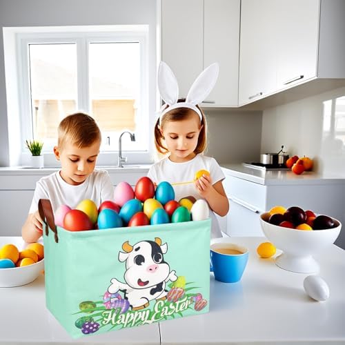 Cow Easter Basket for Kid Large Empty Baby Rectangular Cute Easter Gift Storage - Image 2