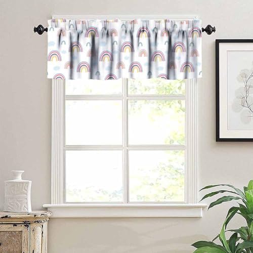 Rainbow Curtain Valances for Kids, Cute Boho Rainbow Rod Pocket Small Window - Image 5