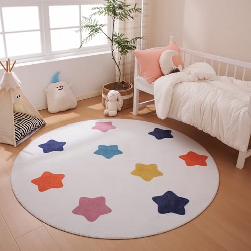 Amazon Basics Kids Printed Round Area Rug, Machine Washable, 4‘ R, Colorful - Image 2