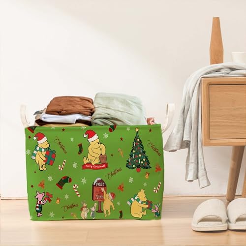 Winnie Theme Christmas Baskets Decor, the Pooh Baby Stuff, Large Square Canvas - Image 5