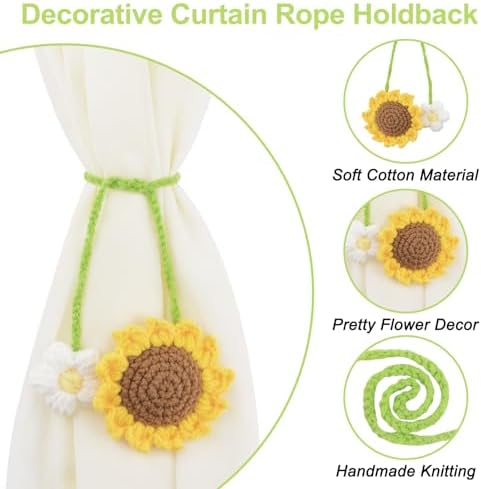 Sunflower Curtain Tieback 2Pcs Window Drape Rope Holdbacks - Image 4