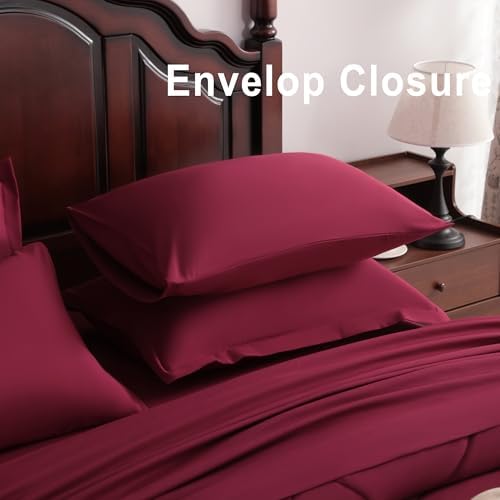 NTBAY Queen Microfiber Bed in a Bag, Comforter Set 7 Piece, Wine Red - Image 5