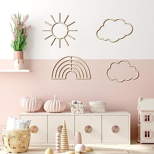 Kathfly 4 Pcs Boho Nursery Wall Decor, Cloud Rainbow Sun - Image 6