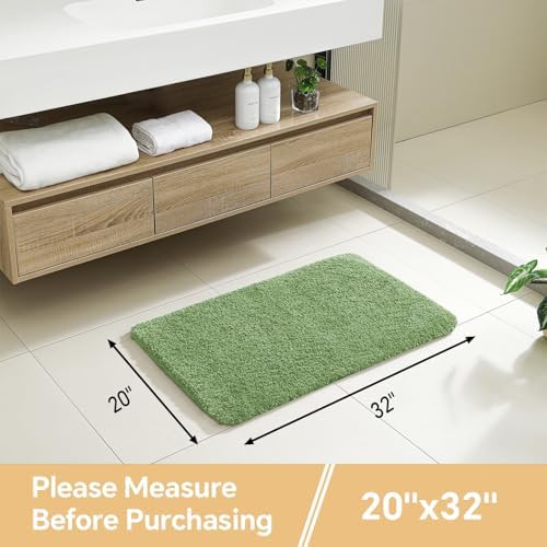 Polyester Bathroom Rug 20"x32" Hunter Green, Non-Slip Soft Bath Mat - Image 2