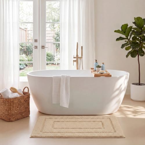 GRANNY SAYS Khaki Bathroom Rug 24" x 36", Non-Slip Microfiber Bath Mat - Image 2