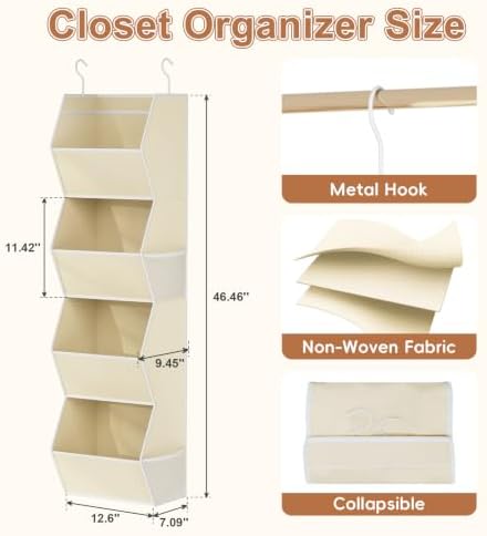 4 Shelf Hanging Closet Organizer Closet Storage - Image 3