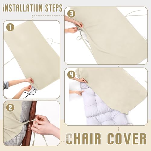 Tudomro 2 Pcs Outdoor High Back Chair Cushion Covers Waterproof Patio - Image 4