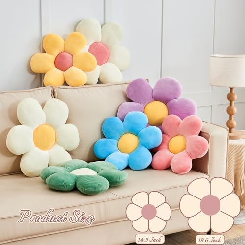 Kcvvcr Sage Green Flower Pillow, 19.6" Cute Flower Shaped Floor Pillow - Image 2