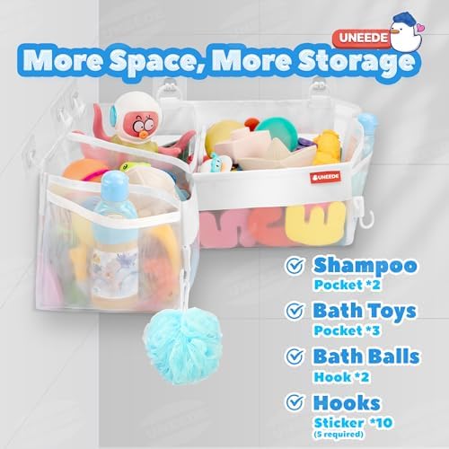 UNEEDE Bath Toy Storage 3 Compartment Corner Bath Toy Storage Organizer - Image 3