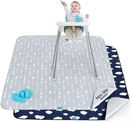 Splat Mat 2 Pack for Under High Chair Waterproof Splash Mat 42''×46'' by Bilobanbabybedding