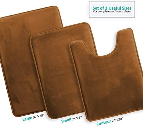 Clara Clark 3 Piece Bathroom Rugs Bath Mat Set, Velvet Memory Foam Bath Mats - Image 4