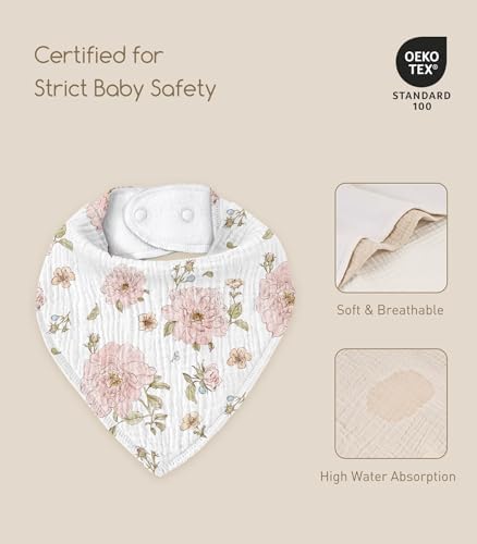 8 Pack Muslin Baby Bandana Bibs - Image 5