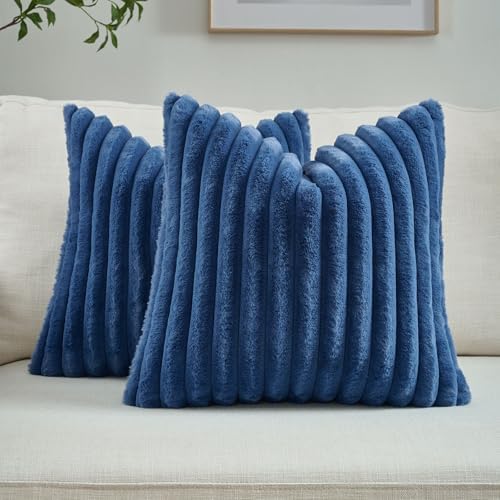 FUTEI Pack of 2 Faux Fur Throw Pillow Covers 16x16 Inch by FUTEI