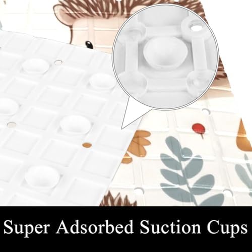 Bathtub Mat Non Slip 26.8x15.1In, Hedgehog and Mushroom Bath Mat - Image 3