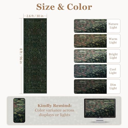 Dark Green Woodland 2.6x8 Runner Rug - Image 2