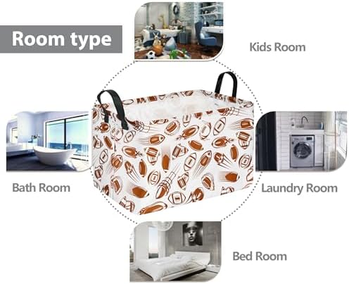 Rec Football Print Box Hamper Storage Basket Collapsible Organizer Bin Gift - Image 7
