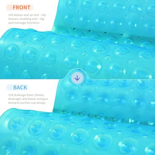 Anti-Slip Bathtub Shower Mat 28×15 Inch Clear Green - Image 2