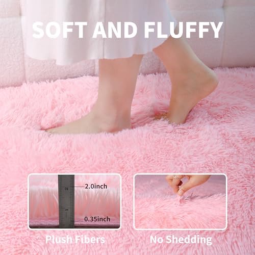 KCHOWUA Pink Fluffy Fuzzy Rug 2x6 - Image 4