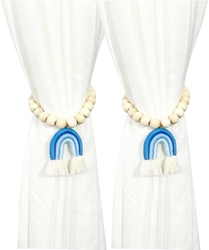 2 Pieces Wooden Beaded Curtain Tiebacks, Tassel Curtain Buckles Magnetic by curtaintiebacks