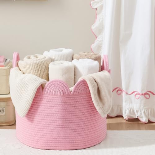 LemonRoad Round Woven Basket Pink - Image 5