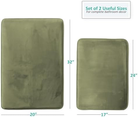 Clara Clark 2 Piece Bathroom Rugs Bath Mat Set, Velvet Memory Foam Bath Mats - Image 3