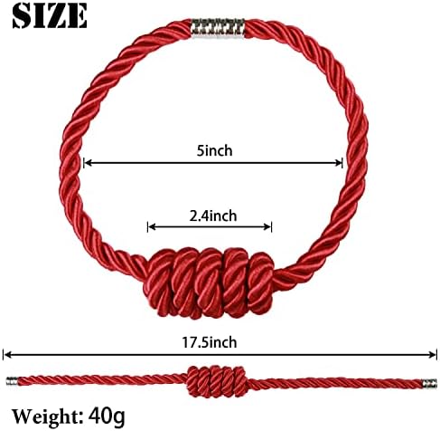 BEL AVENIR Magnetic Curtain Tiebacks 4 Pack Hand-Woven Curtain Ties - Image 2