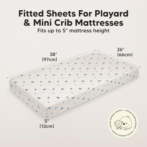 2-Pack Mini Crib Sheets Fitted, 38x26 Pack N Play Mattress Sheets - Image 3
