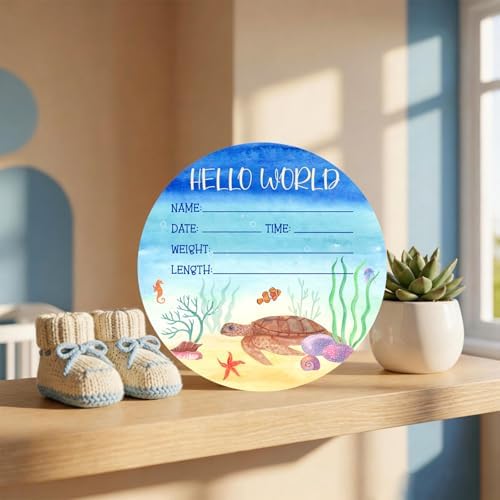 Ocean Baby Announcement Sign, Wooden Nursery Name Decor 6in - Image 6