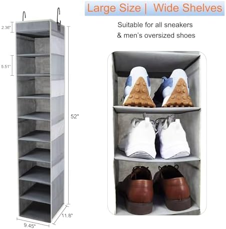 Large-Sized Hanging Shoe Organizer 10-Shelf, Sturdy Hanging Closet Organizer - Image 2