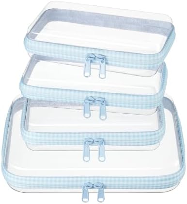 4 pcs Clear Zipper Pouches, Hard Shell Zipper Case, Toiletry Bag by WELPIRT