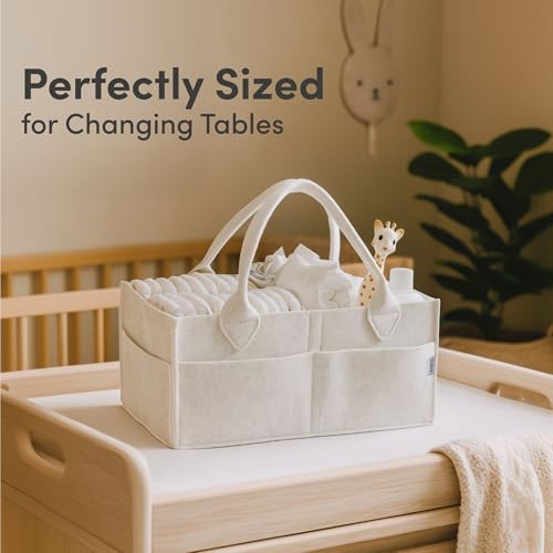 PUTSKA Baby Diaper Caddy Organizer, Felt Nursery Basket - Image 3