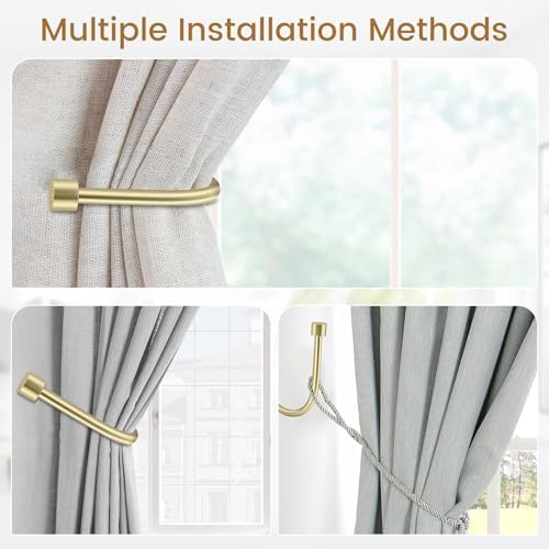 HIKMLK Curtain Holdbacks 2pcs, Cast Iron Solid Heavy Duty Metal Curtain Tieback - Image 4