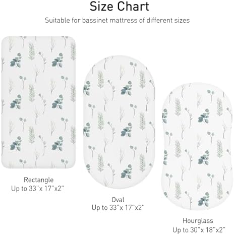 Baby Bassinet Sheets 4 Pack, Fits Rectangle Round Oval Hourglass Mattress - Image 3