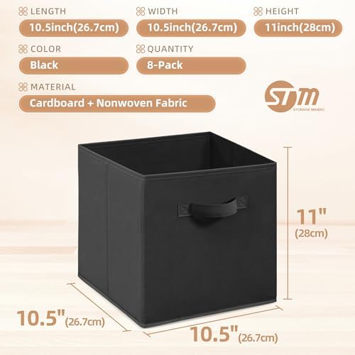 STORAGE MANIAC Storage Cubes, 11 Inch 8 Pack Collapsible Fabric Shelf Bins - Image 5