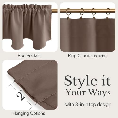 NICETOWN Cappuccino Valance Curtains Rustic Farmhouse Window Treatment - Image 3