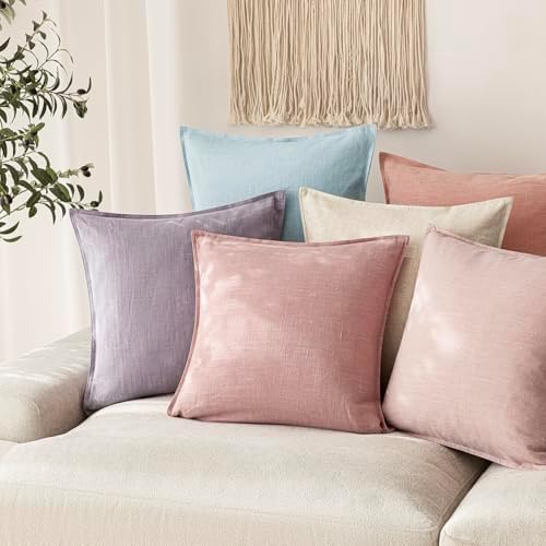 Foindtower Decorative Linen Lumbar Throw Pillow Covers 12x20 Inch Rose Pink - Image 5