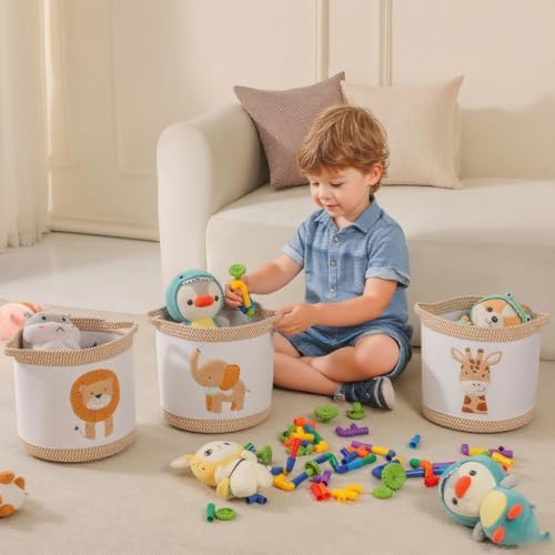 3-Piece Woven Baby Toy Baskets Laundry Hampers, Foldable Nursery Organizer - Image 2