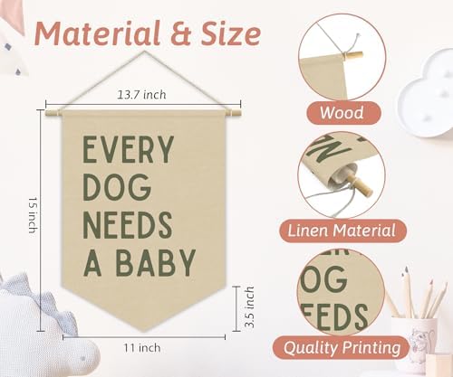 Every Dog Needs a Baby Linen Canvas Banner, Baby Shower Decor, Pregnancy - Image 4