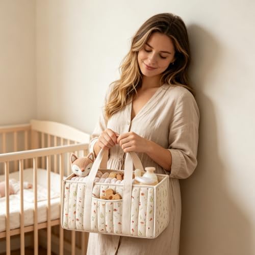 Woodland Diaper Caddy Organizer Stylish Nursery Storage Basket - Image 3