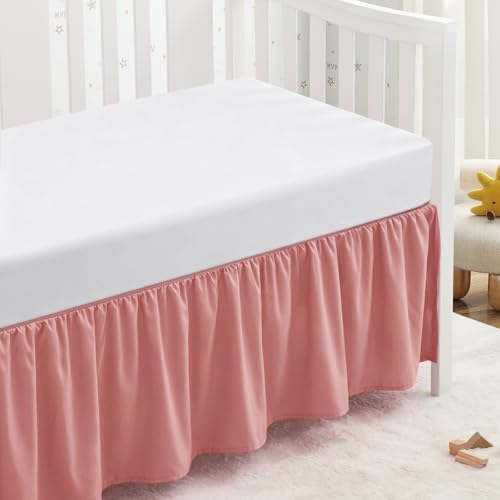 SiinvdaBZX Pink Crib Skirt Dust Ruffle, Microfiber Crib Bed Skirt by SiinvdaBZX