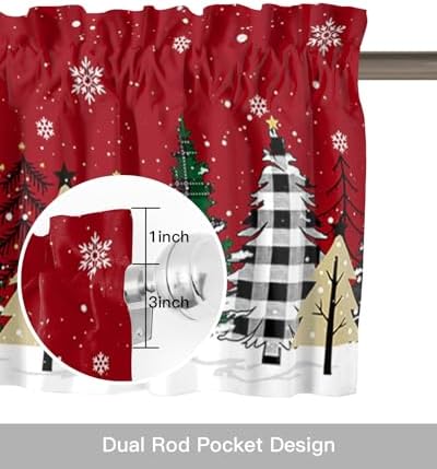 Red Merry Christmas Kitchen Curtains and Valances Set - Image 6