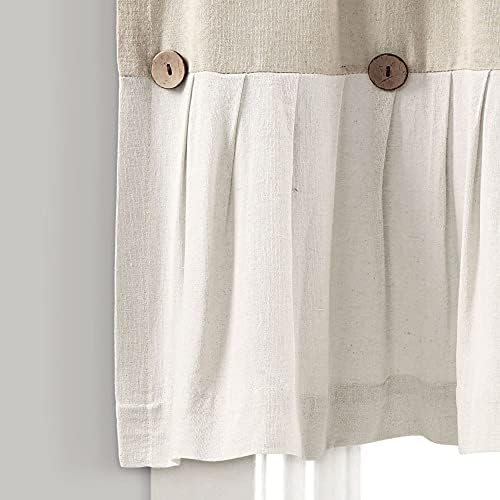 Lush Decor Linen Button Farmhouse Valance Curtians 84"W x 18"L Linen - Image 4