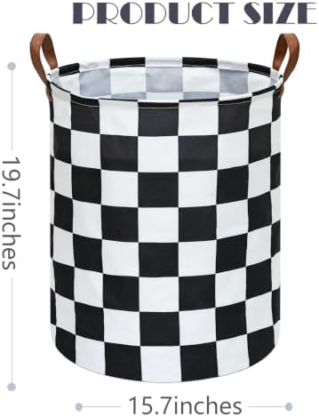 MAIZMZ Checkered Flag Canvas Storage Basket 63L Waterproof Laundry Hamper - Image 7
