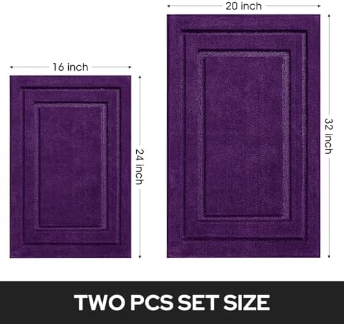 HOMEIDEAS Bathroom Rugs Sets 2 Piece, Super Soft Non Slip Bath Mat Purple - Image 2