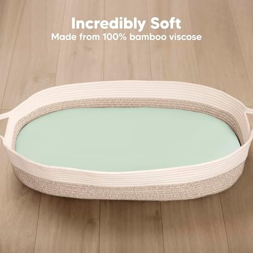 2-Pack Baby Bassinet Sheets Girl, 33x17 Bedside Sheets - Image 2