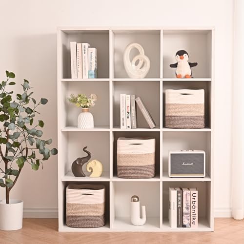 ICERZCZ 13 Inch Cube Closet Storage Bins, Woven Cotton Rope Organizer Baskets - Image 3