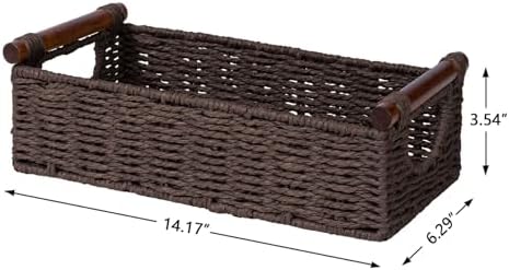 CubesLand Wicker Toilet Storage Basket Tray Organizer W/Cut Out Handle - Image 6